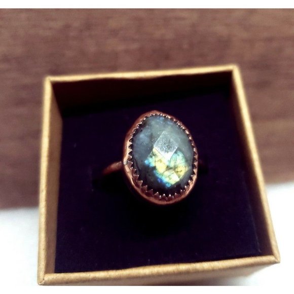Labradorite crystal Ring size 6 handmade copper metalwork